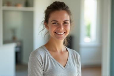 Happy person in a clean space